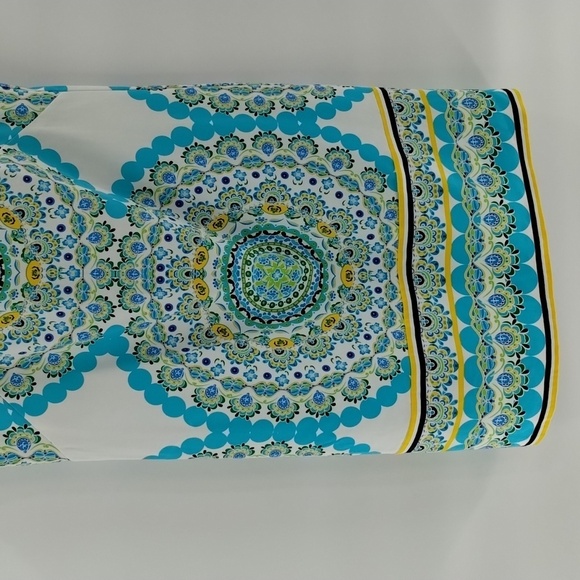 London Times Cecilia shift dress turquoise yellow tile print size 10 sleeveless - Picture 3 of 7